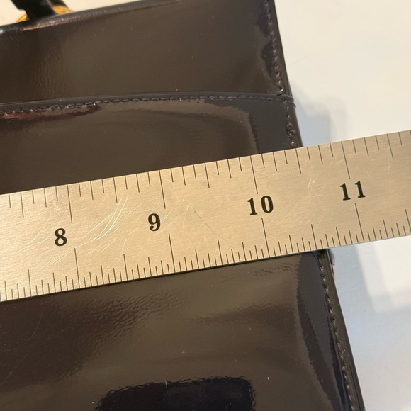 Vintage Elegant Crown Lewis Patent Leather NAVY Handbag. Shiny. Two Top Handles - Picture 10 of 16